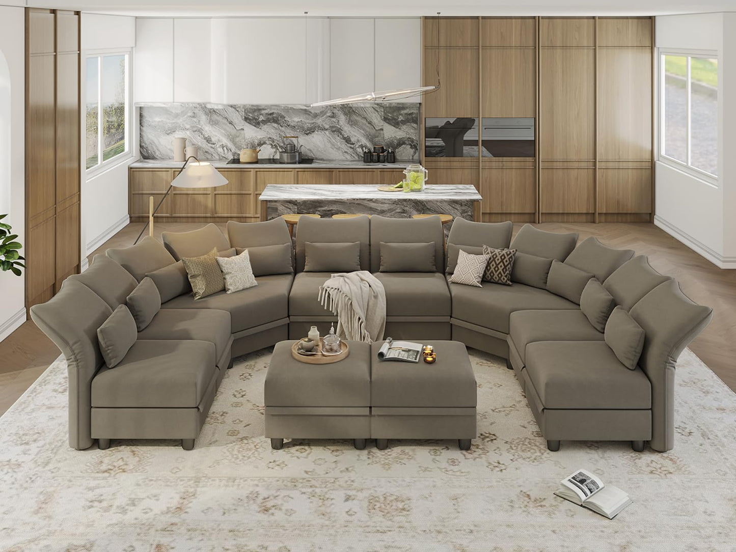 Reversible Sectional Sofa Modern Modular Sectional Couch with Chaise L Shaped Corner 8 Seater with Storage EK HOME FURNITURE