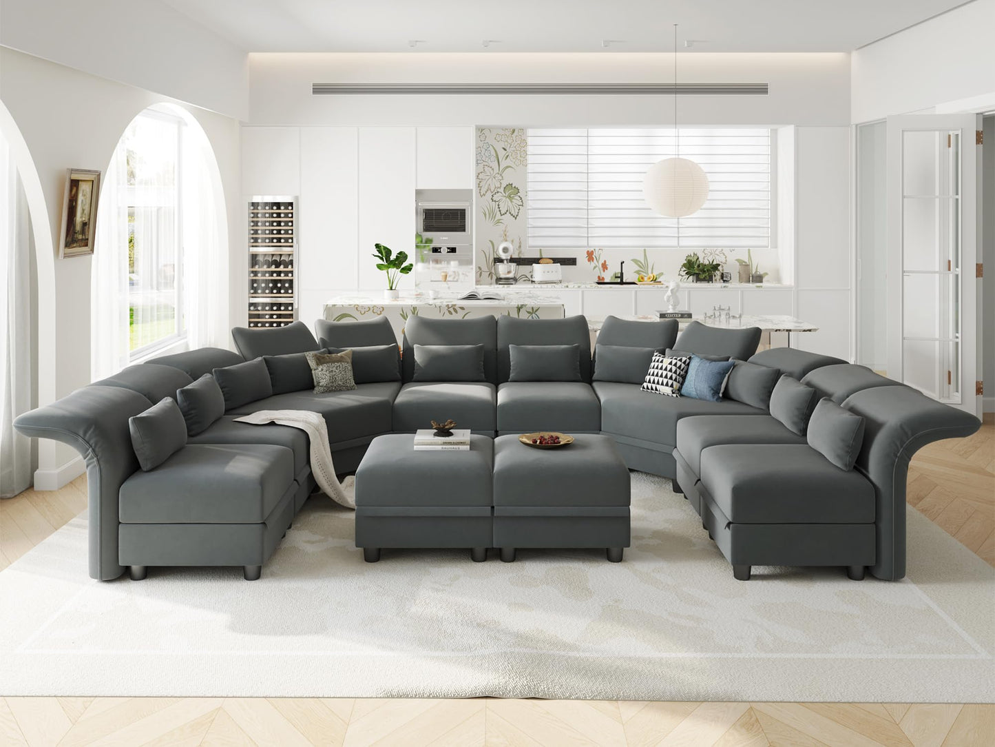 Reversible Sectional Sofa Modern Modular Sectional Couch with Chaise L Shaped Corner 8 Seater with Storage EK HOME FURNITURE