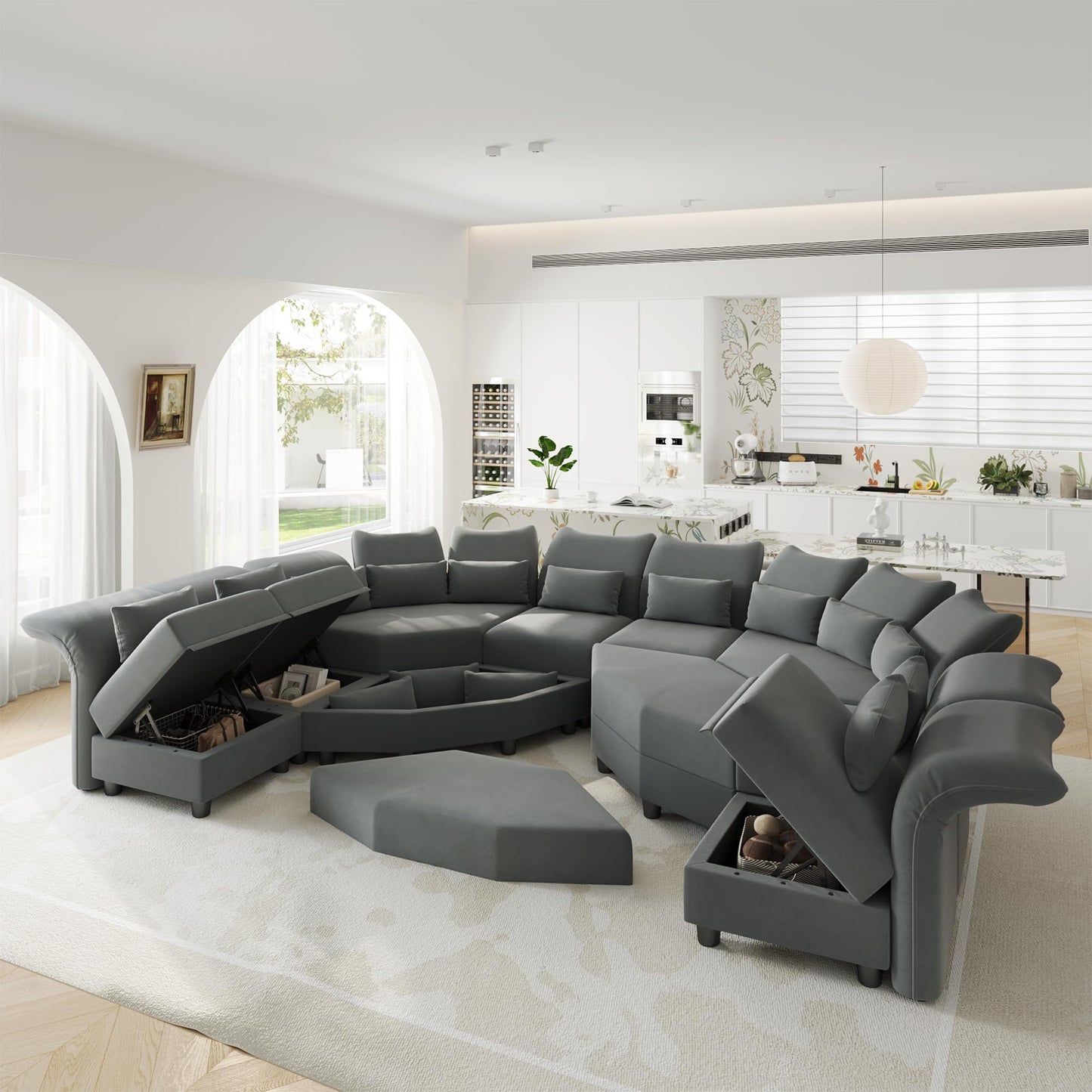 Reversible Sectional Sofa Modern Modular Sectional Couch with Chaise L Shaped Corner 8 Seater with Storage EK HOME FURNITURE