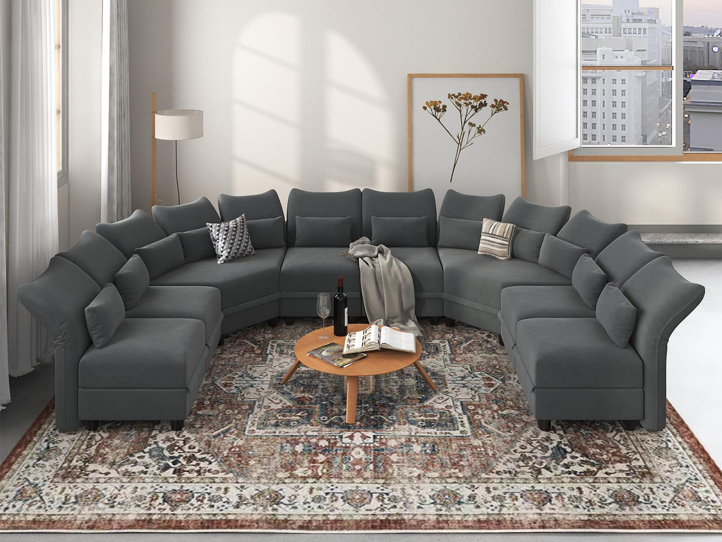 Reversible Sectional Sofa Modern Modular Sectional Couch with Chaise L Shaped Corner 8 Seater with Storage EK HOME FURNITURE