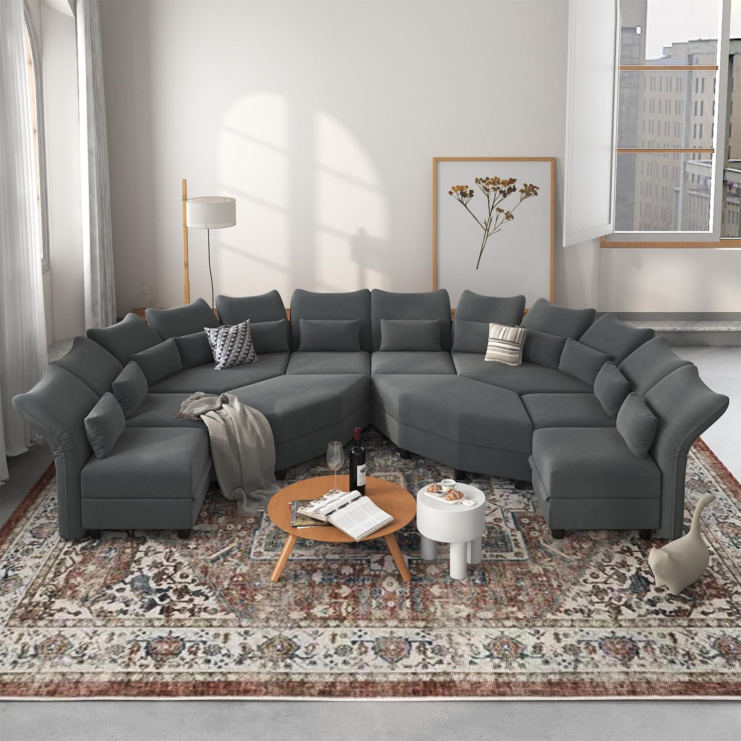 Reversible Sectional Sofa Modern Modular Sectional Couch with Chaise L Shaped Corner 8 Seater with Storage EK HOME FURNITURE