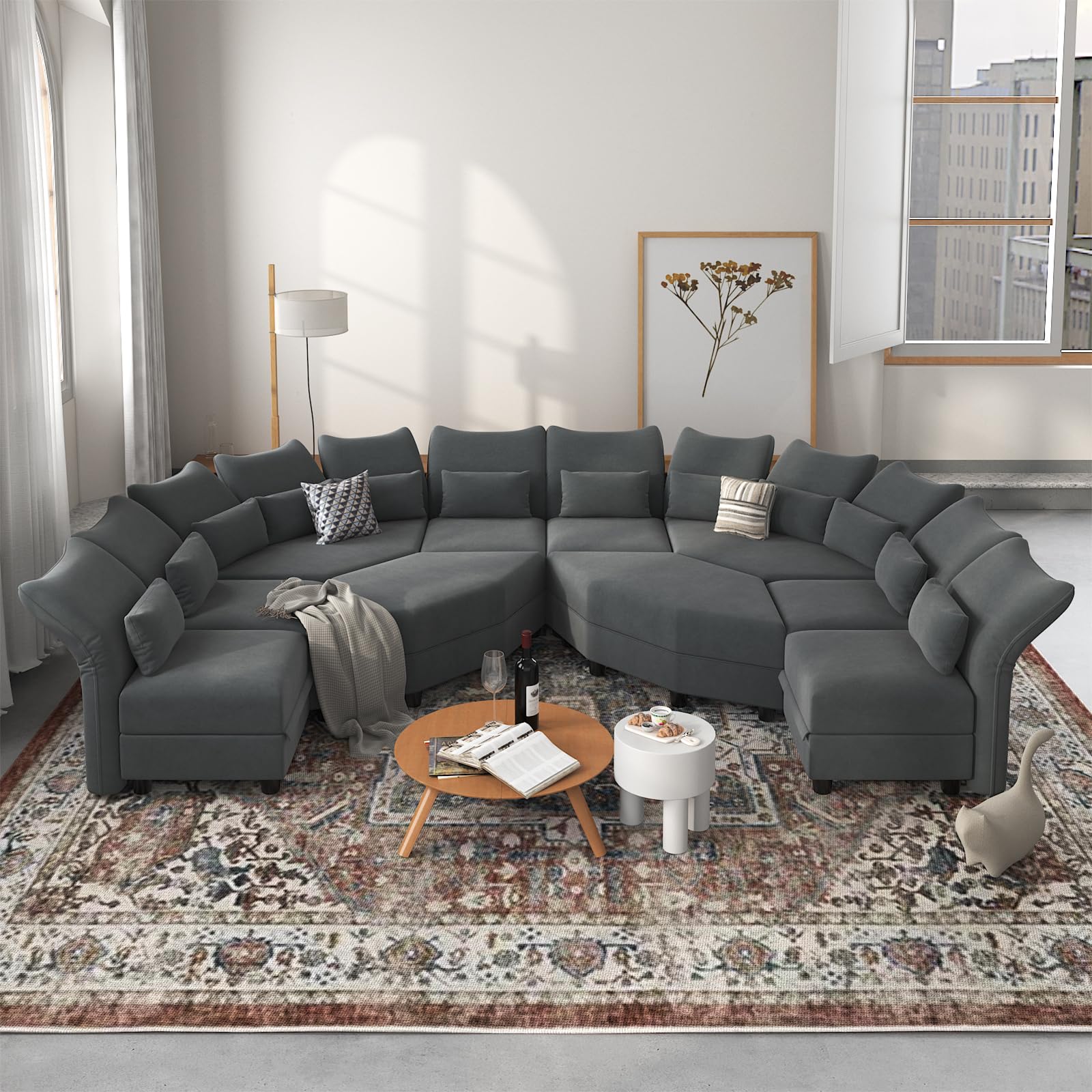 Reversible Sectional Sofa Modern Modular Sectional Couch with Chaise L Shaped Corner 8 Seater with Storage EK HOME FURNITURE