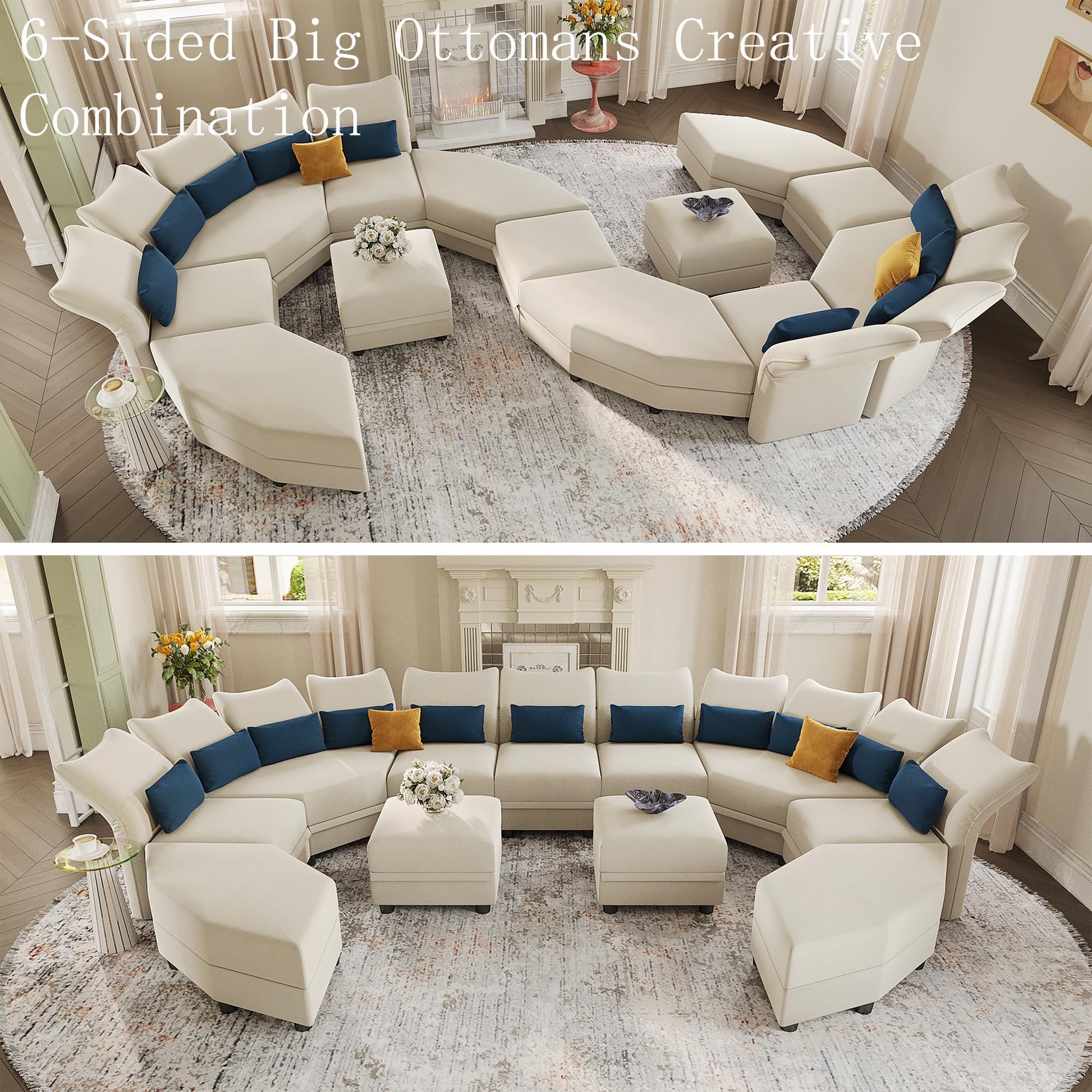 Reversible Sectional Sofa Modern Modular Sectional Couch with Chaise L Shaped Corner 8 Seater with Storage EK HOME FURNITURE