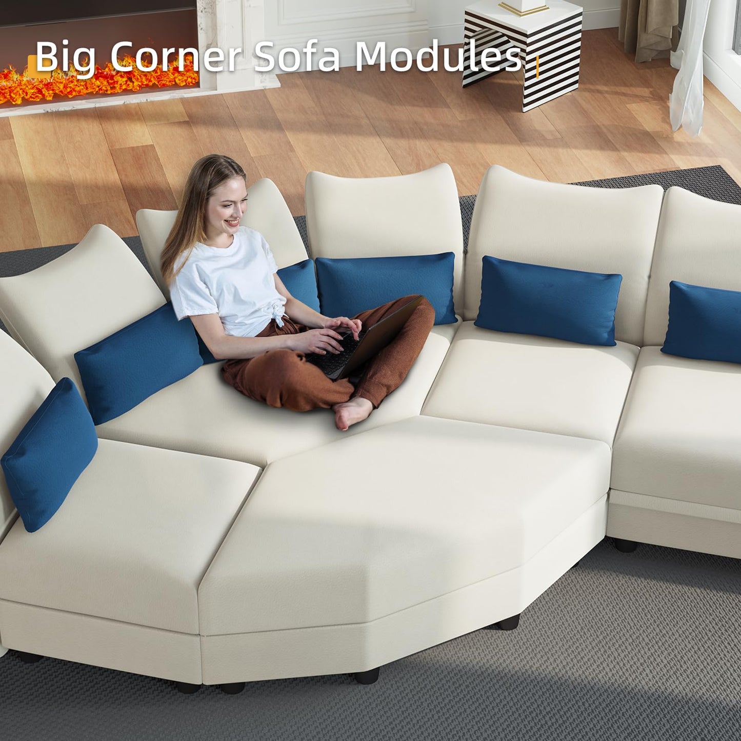 Reversible Sectional Sofa Modern Modular Sectional Couch with Chaise L Shaped Corner 8 Seater with Storage EK HOME FURNITURE