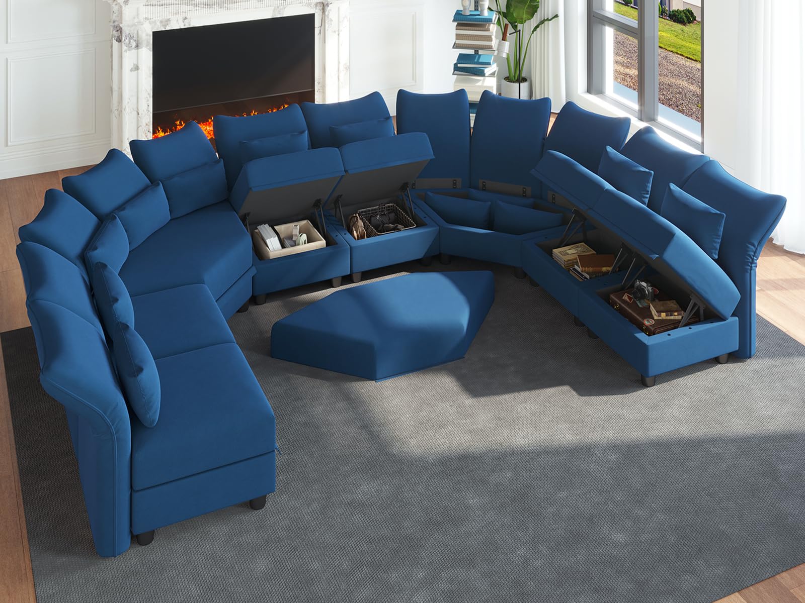 Reversible Sectional Sofa Modern Modular Sectional Couch with Chaise L Shaped Corner 8 Seater with Storage EK HOME FURNITURE