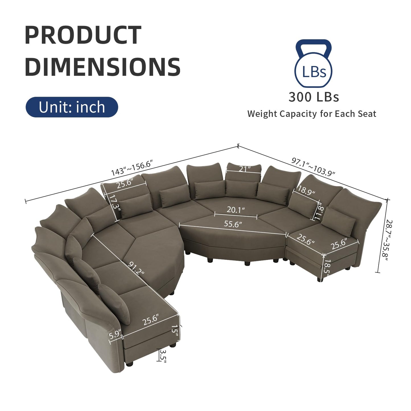 Reversible Sectional Sofa Modern Modular Sectional Couch with Chaise L Shaped Corner 8 Seater with Storage EK HOME FURNITURE