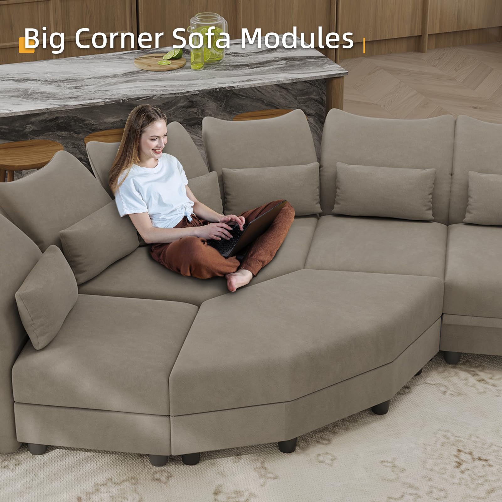 Reversible Sectional Sofa Modern Modular Sectional Couch with Chaise L Shaped Corner 8 Seater with Storage EK HOME FURNITURE