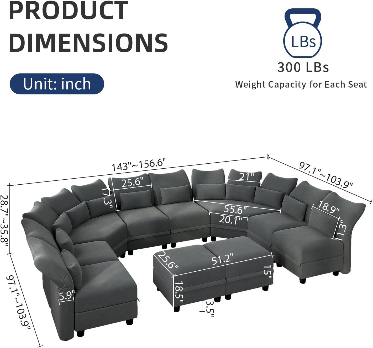 Reversible Sectional Sofa Modern Modular Sectional Couch with Chaise L Shaped Corner 8 Seater with Storage EK HOME FURNITURE