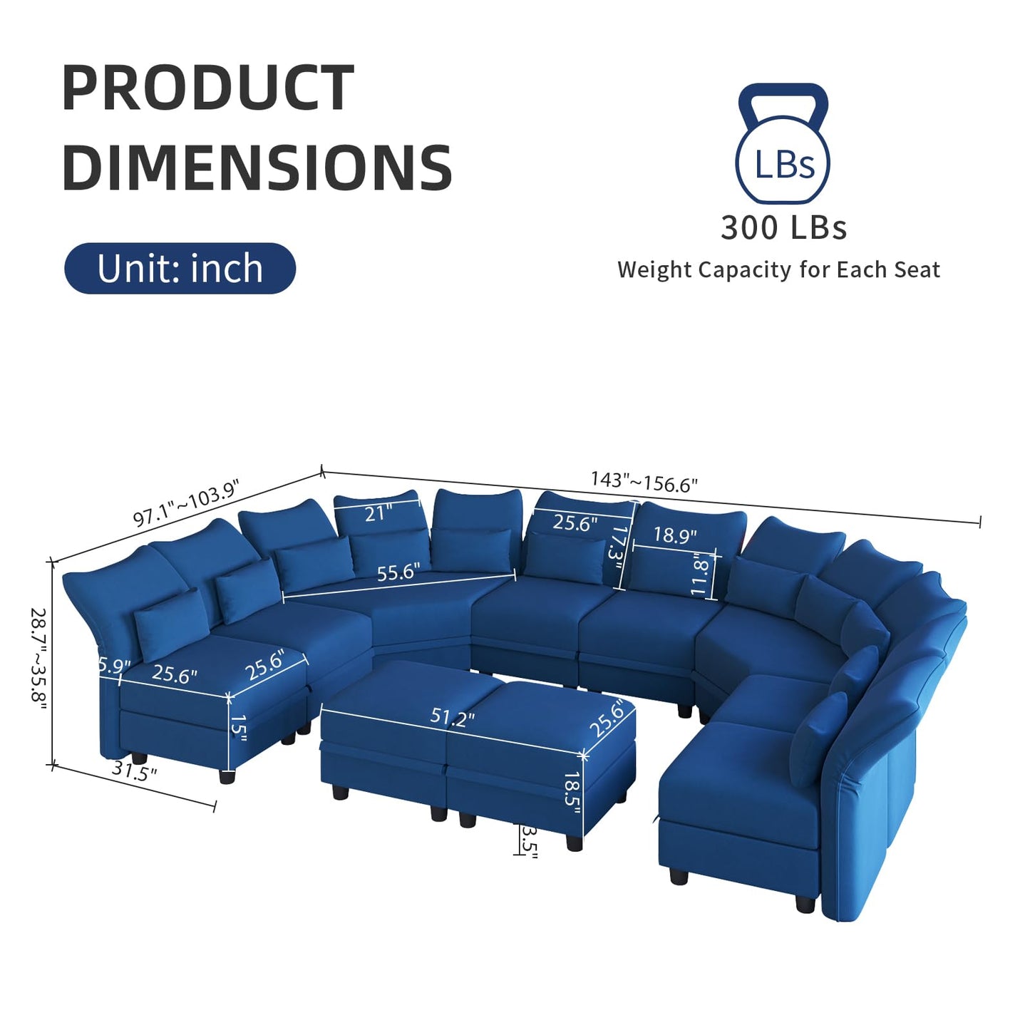 Reversible Sectional Sofa Modern Modular Sectional Couch with Chaise L Shaped Corner 8 Seater with Storage EK HOME FURNITURE