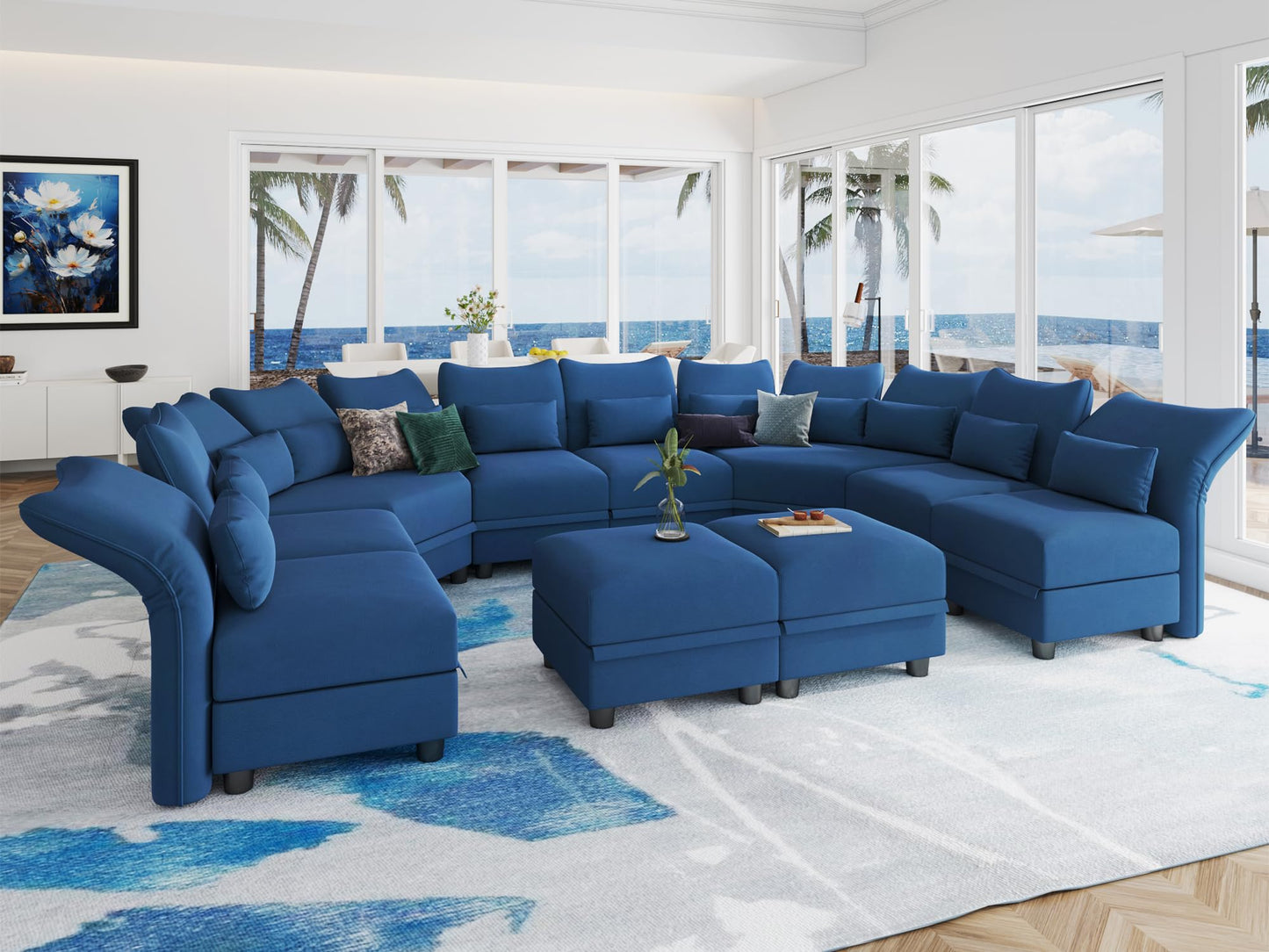 Reversible Sectional Sofa Modern Modular Sectional Couch with Chaise L Shaped Corner 8 Seater with Storage EK HOME FURNITURE