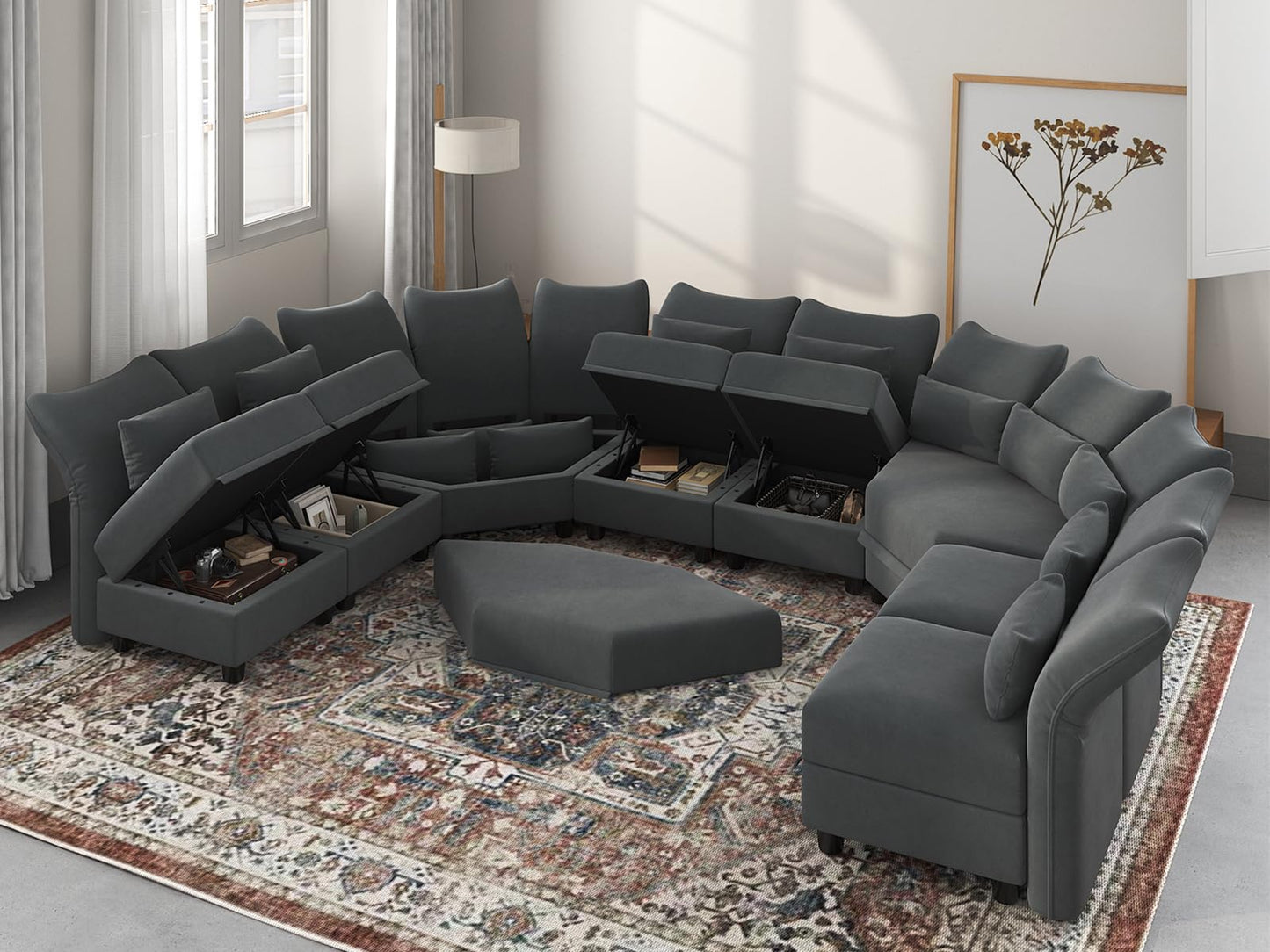 Reversible Sectional Sofa Modern Modular Sectional Couch with Chaise L Shaped Corner 8 Seater with Storage EK HOME FURNITURE