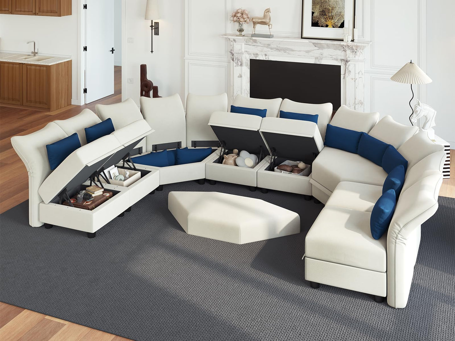 Reversible Sectional Sofa Modern Modular Sectional Couch with Chaise L Shaped Corner 8 Seater with Storage EK HOME FURNITURE