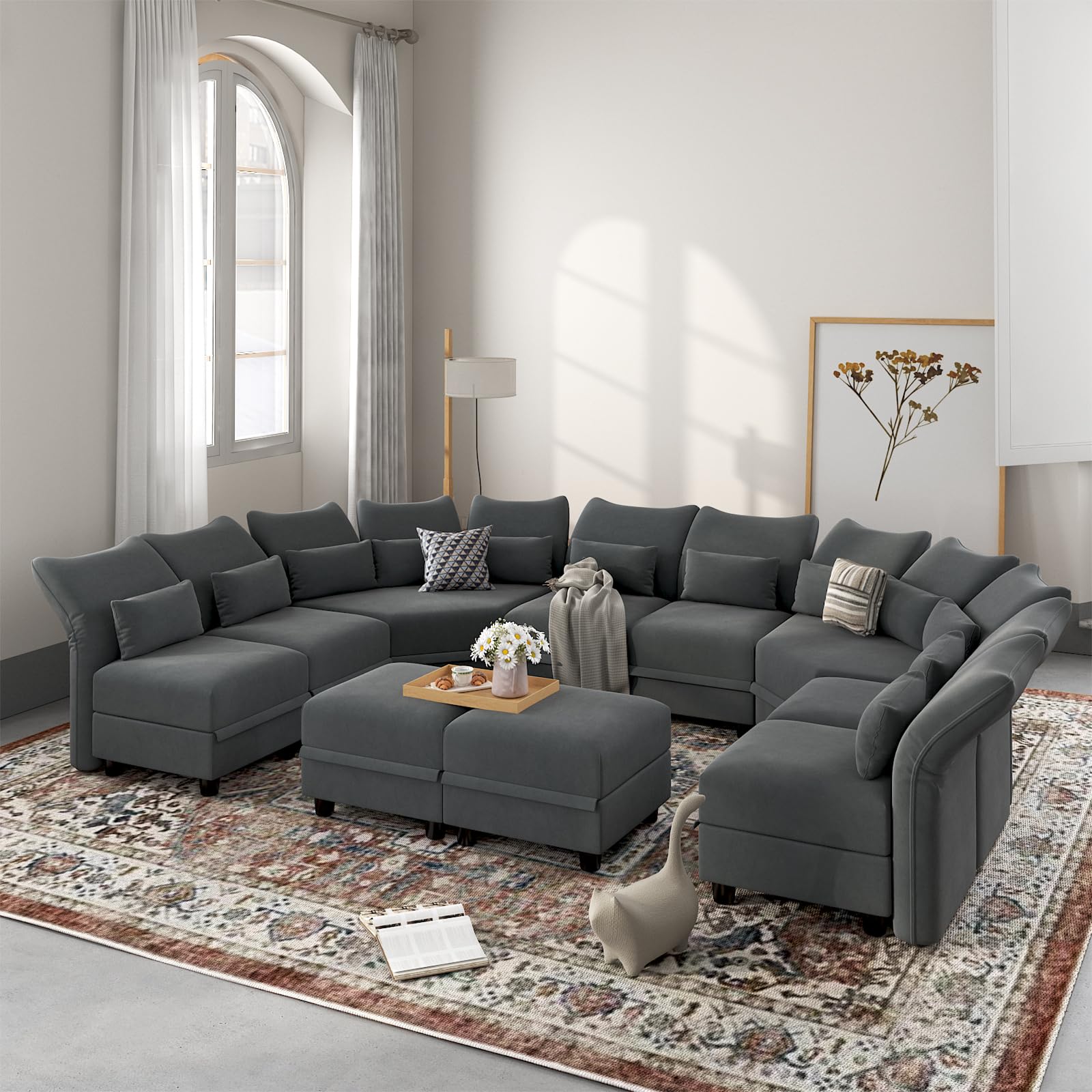 Reversible Sectional Sofa Modern Modular Sectional Couch with Chaise L Shaped Corner 8 Seater with Storage EK HOME FURNITURE