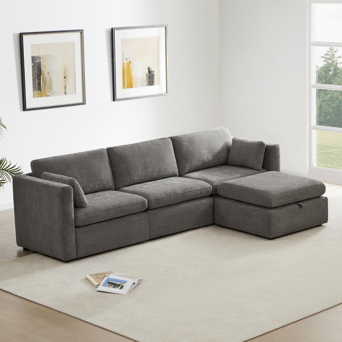 U-Shaped Modular Sofa Set, Extra Large Sectional Couch with Reversible Chaise, 146 inch Width EK HOME FURNITURE