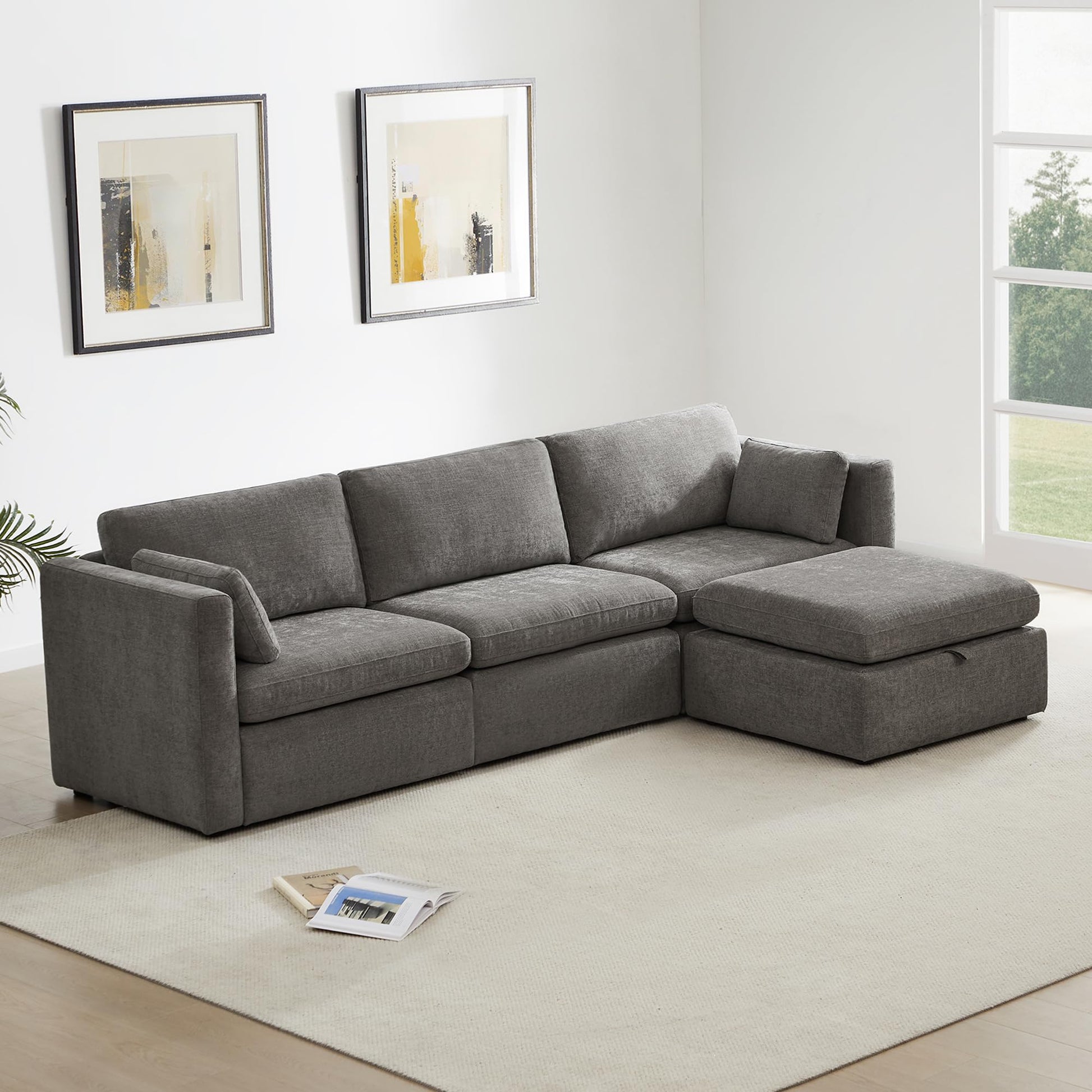 U-Shaped Modular Sofa Set, Extra Large Sectional Couch with Reversible Chaise, 146 inch Width EK HOME FURNITURE