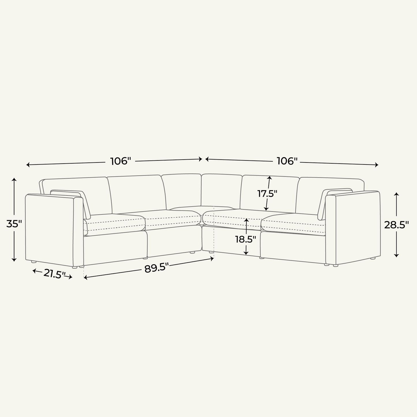 U-Shaped Modular Sofa Set, Extra Large Sectional Couch with Reversible Chaise, 146 inch Width EK HOME FURNITURE