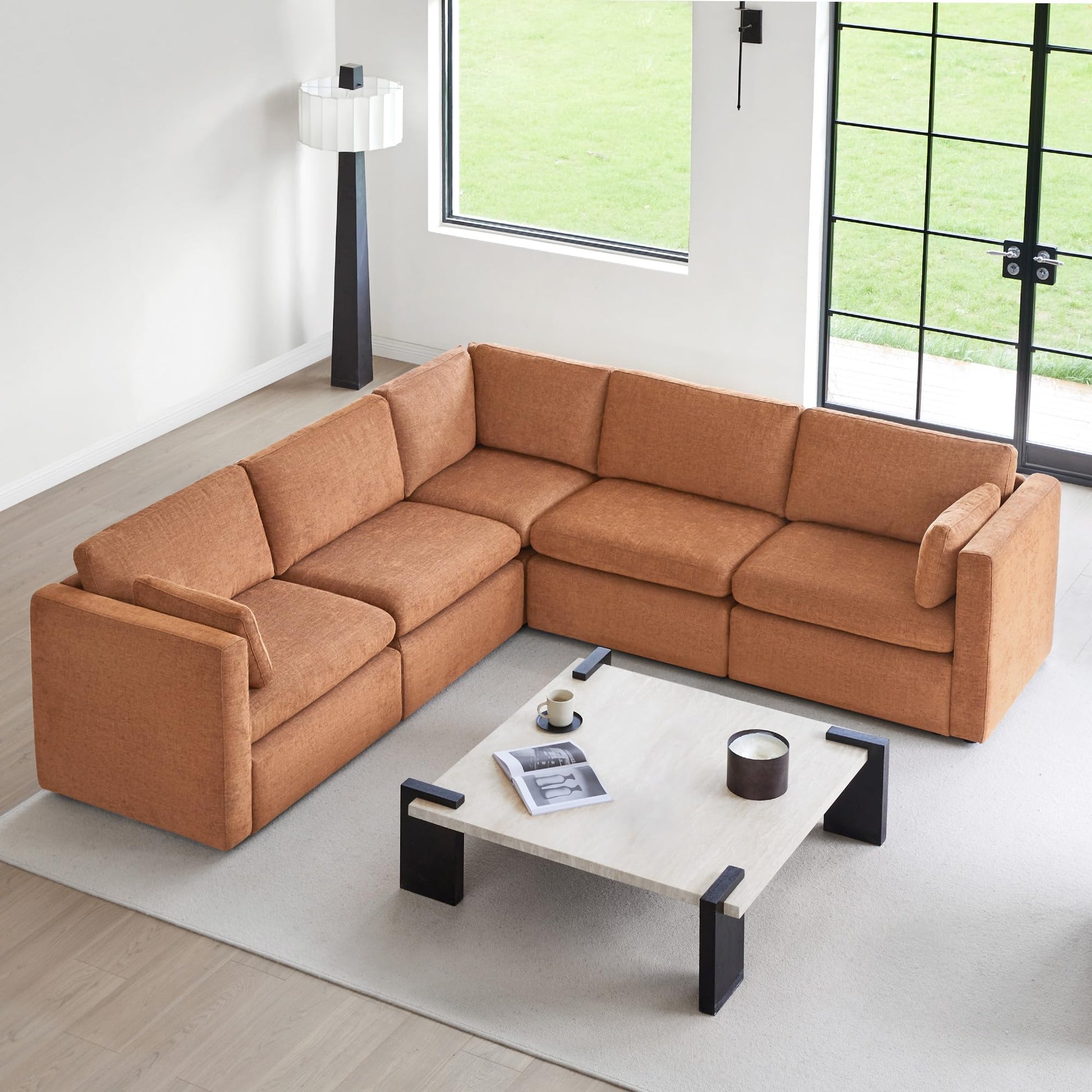 U-Shaped Modular Sofa Set, Extra Large Sectional Couch with Reversible Chaise, 146 inch Width EK HOME FURNITURE