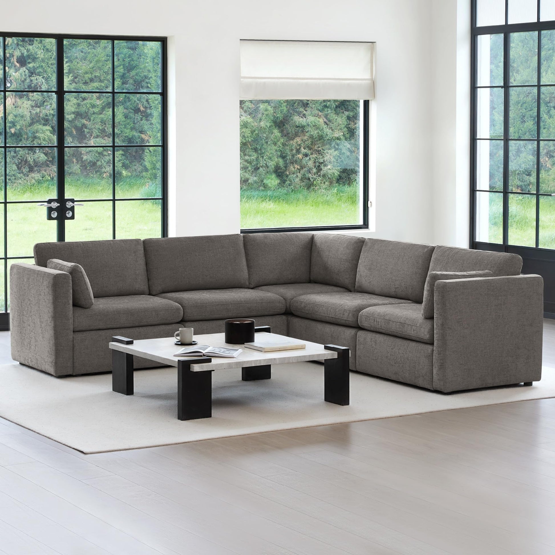 U-Shaped Modular Sofa Set, Extra Large Sectional Couch with Reversible Chaise, 146 inch Width EK HOME FURNITURE