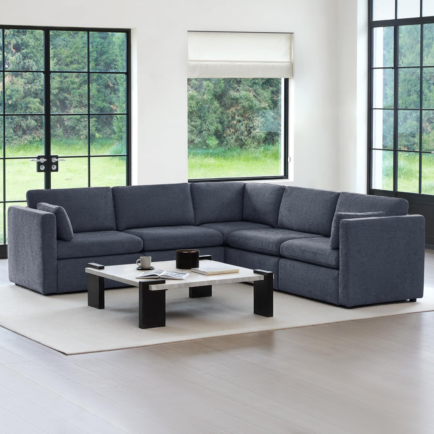 U-Shaped Modular Sofa Set, Extra Large Sectional Couch with Reversible Chaise, 146 inch Width EK HOME FURNITURE