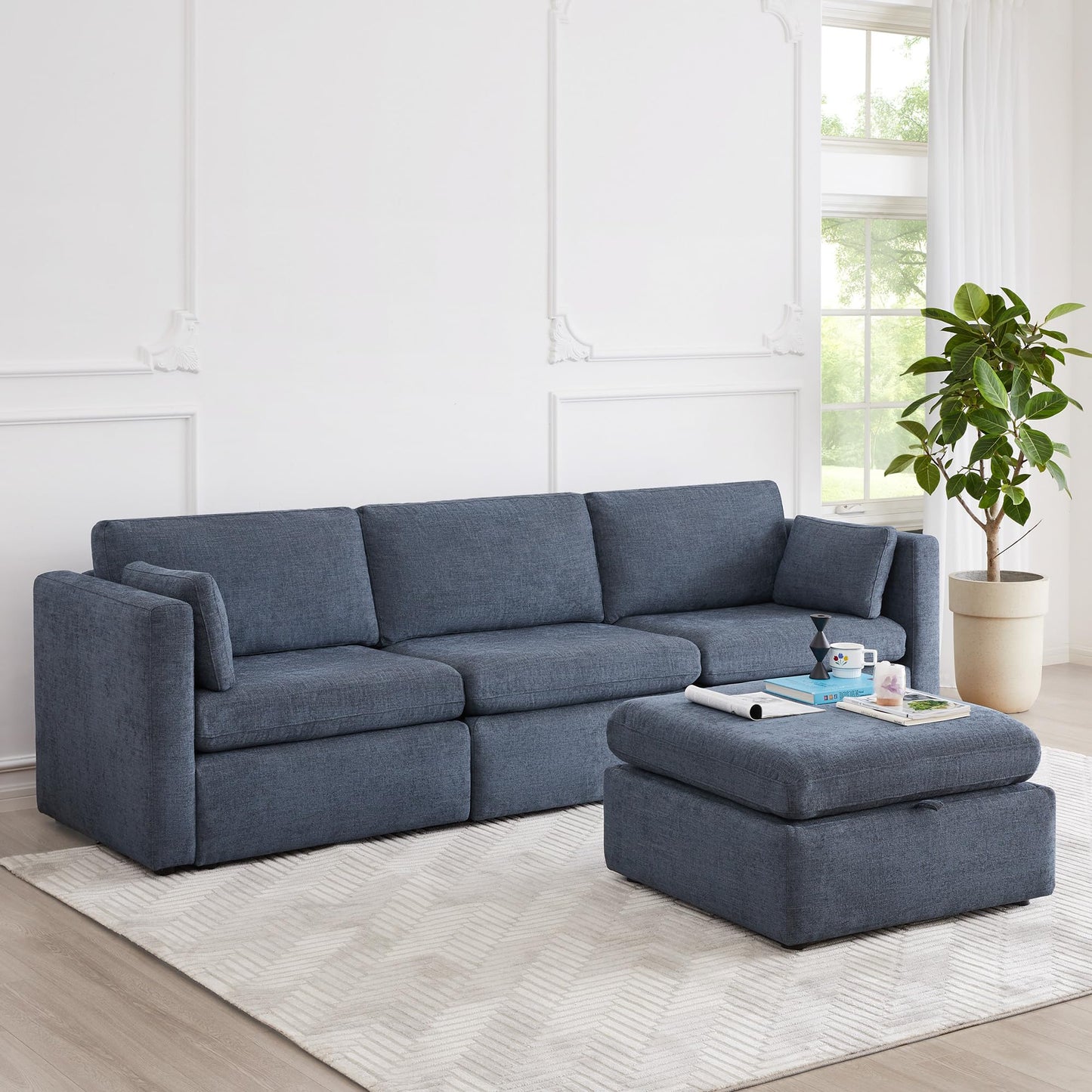 U-Shaped Modular Sofa Set, Extra Large Sectional Couch with Reversible Chaise, 146 inch Width EK HOME FURNITURE