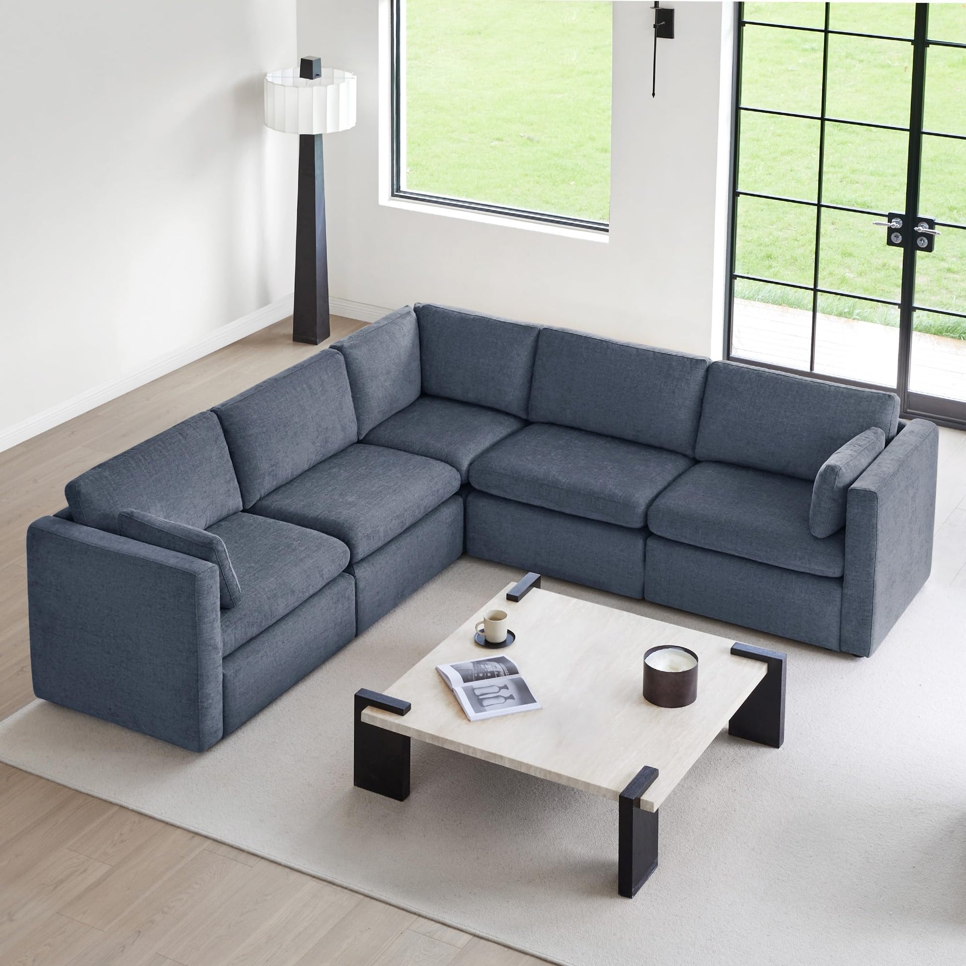 U-Shaped Modular Sofa Set, Extra Large Sectional Couch with Reversible Chaise, 146 inch Width EK HOME FURNITURE