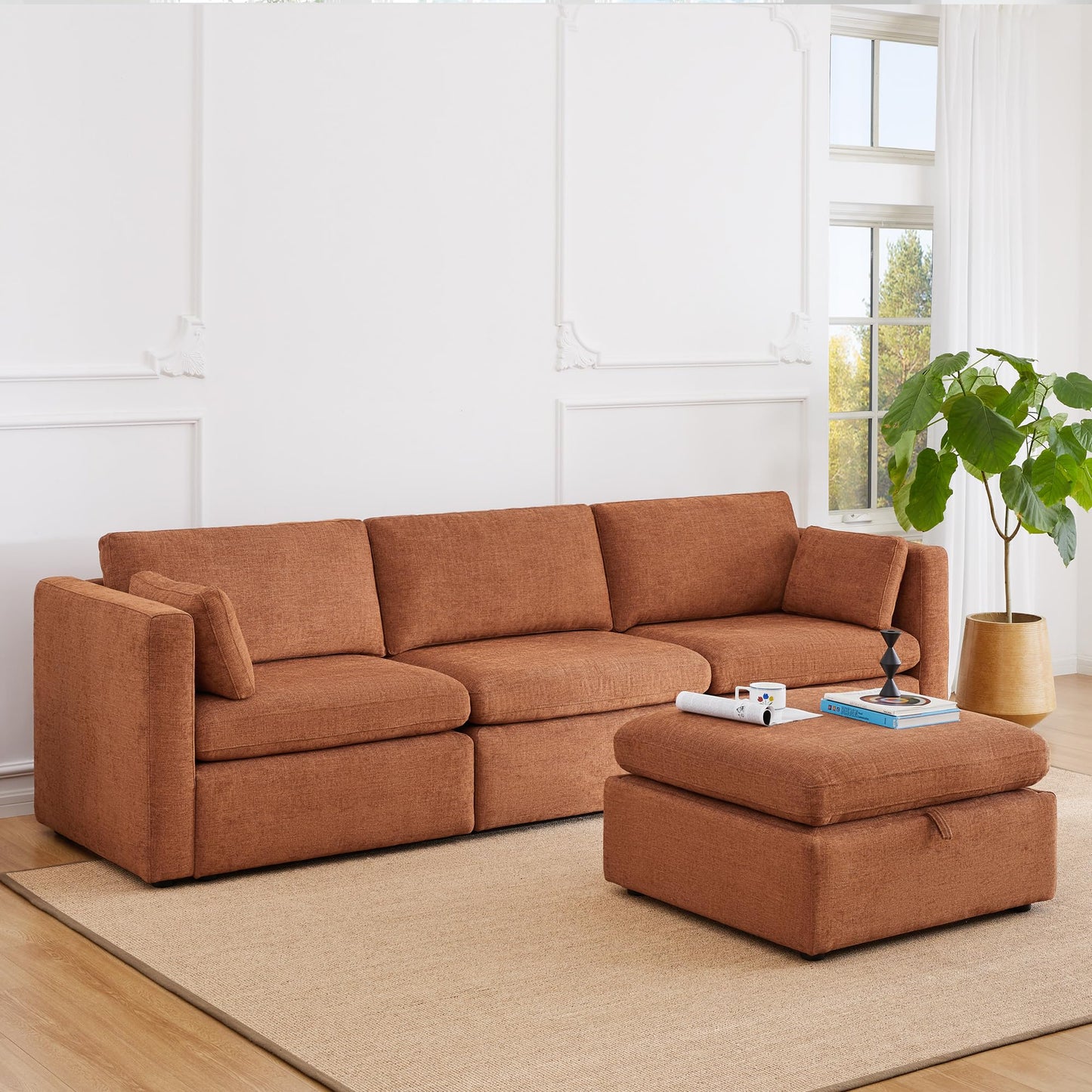 U-Shaped Modular Sofa Set, Extra Large Sectional Couch with Reversible Chaise, 146 inch Width EK HOME FURNITURE