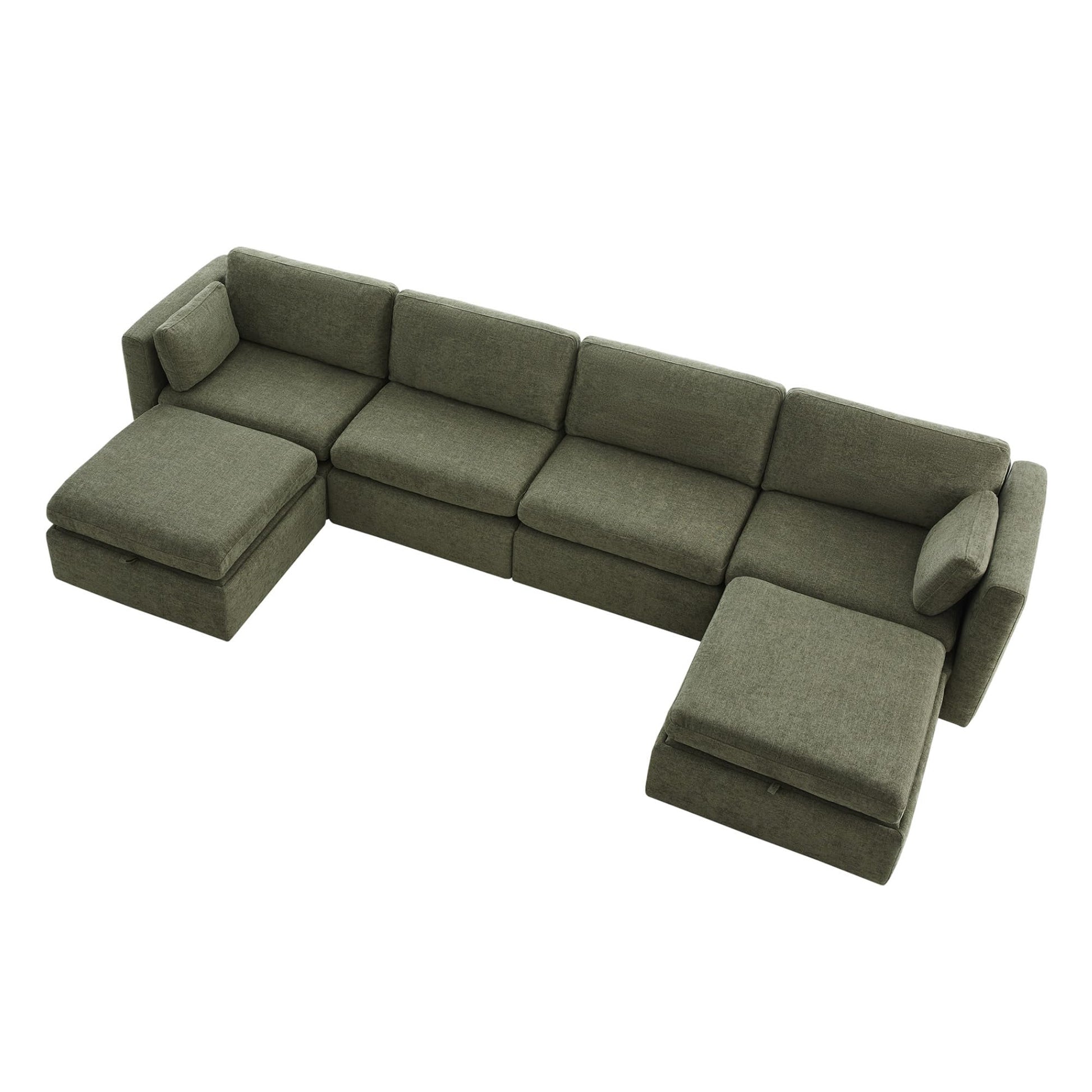 U-Shaped Modular Sofa Set, Extra Large Sectional Couch with Reversible Chaise, 146 inch Width EK HOME FURNITURE