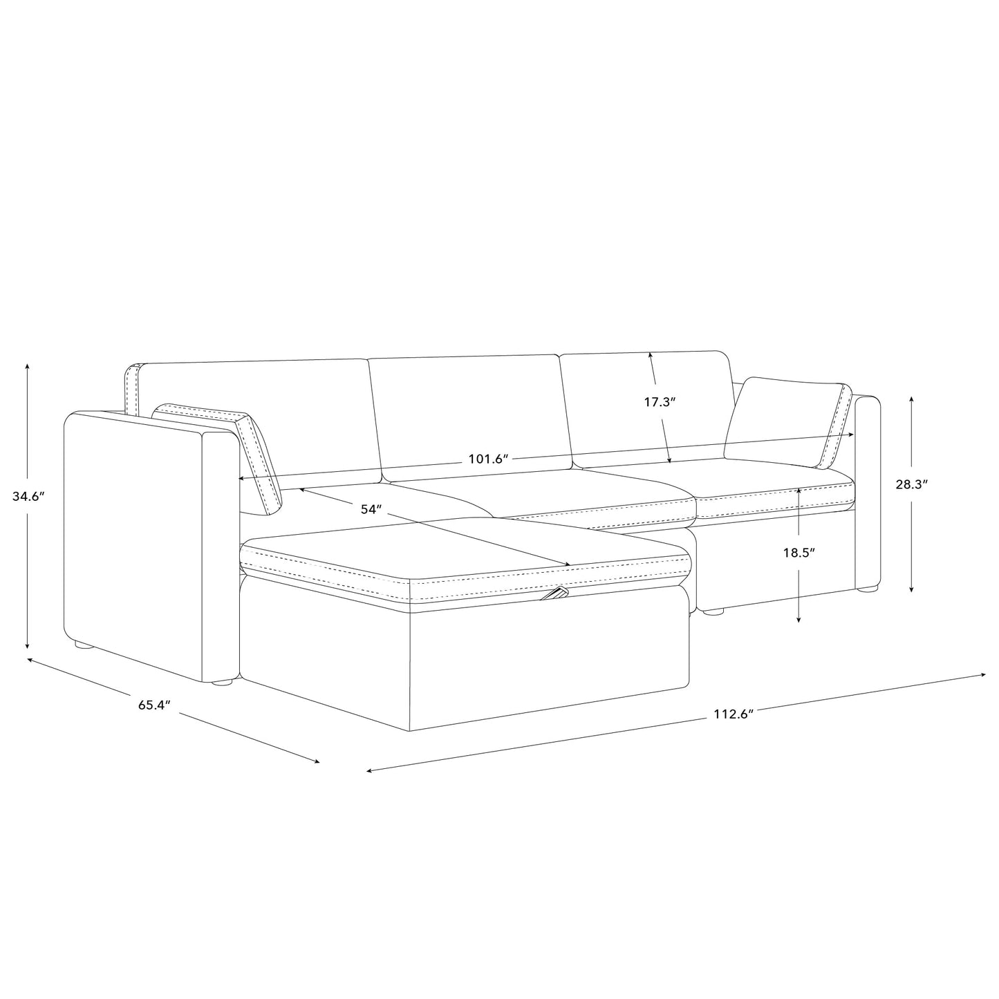 U-Shaped Modular Sofa Set, Extra Large Sectional Couch with Reversible Chaise, 146 inch Width EK HOME FURNITURE