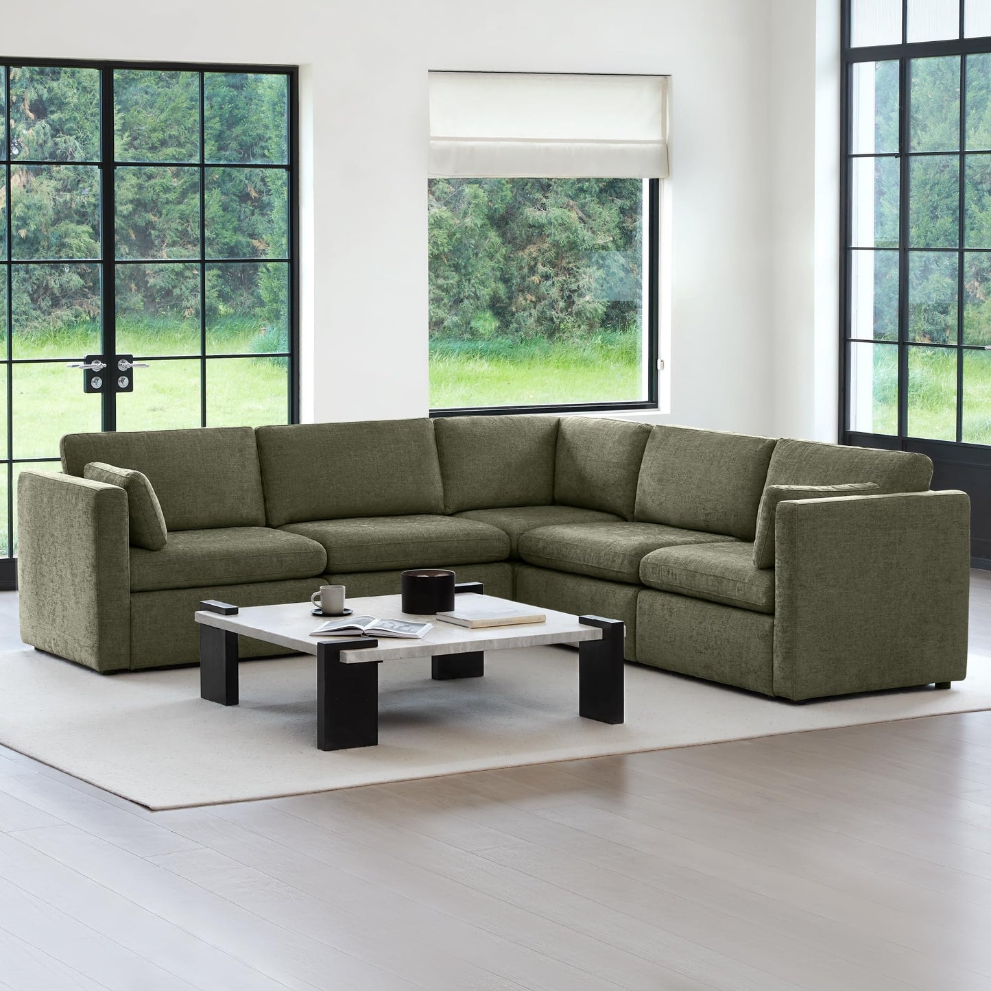 U-Shaped Modular Sofa Set, Extra Large Sectional Couch with Reversible Chaise, 146 inch Width EK HOME FURNITURE