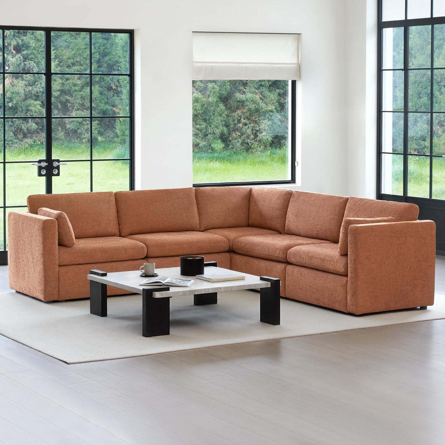 U-Shaped Modular Sofa Set, Extra Large Sectional Couch with Reversible Chaise, 146 inch Width EK HOME FURNITURE