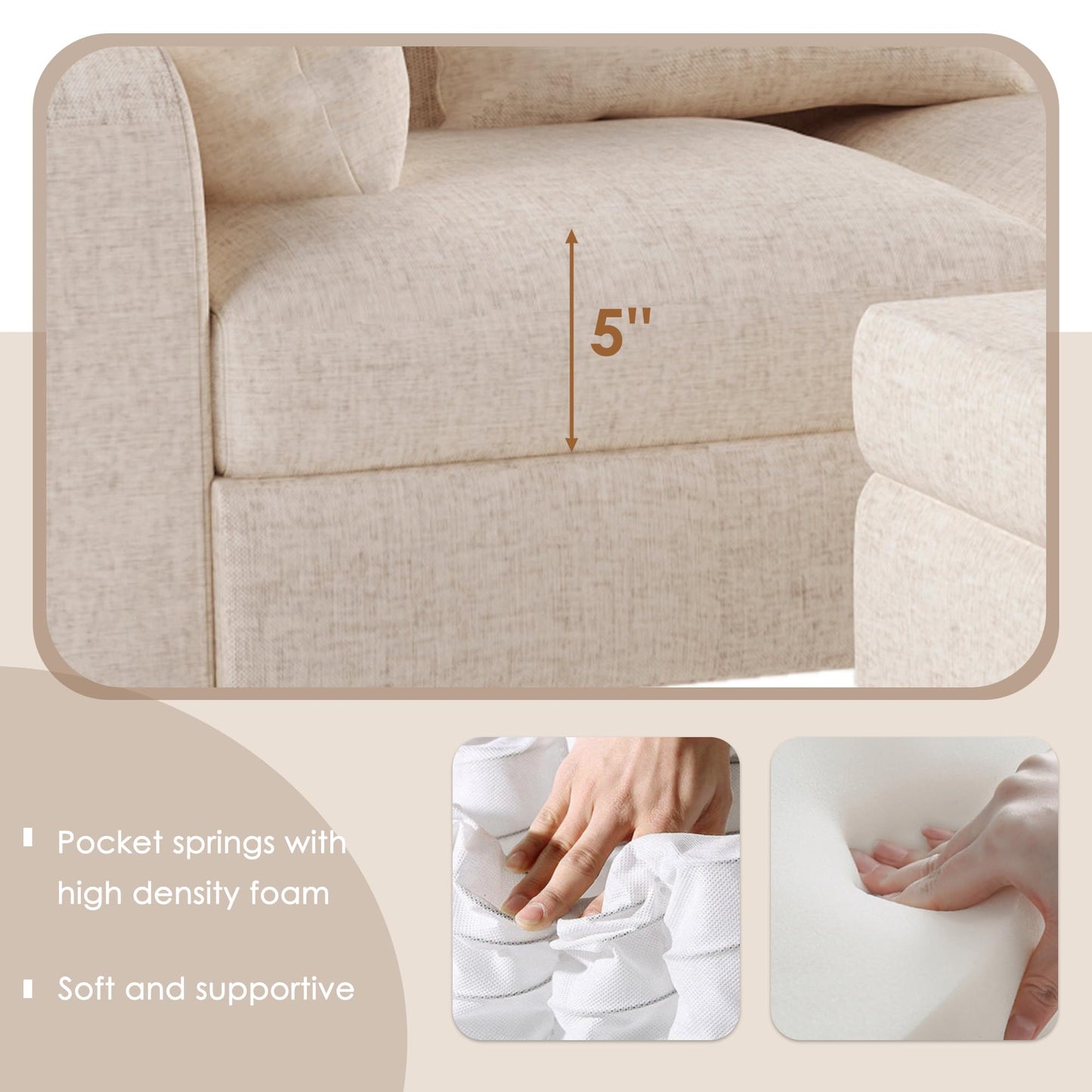 Upholstered Sectional Sofa with Console, 2 Cup Holders and 2 USB Ports & Wirelessly Charged EK HOME FURNITURE