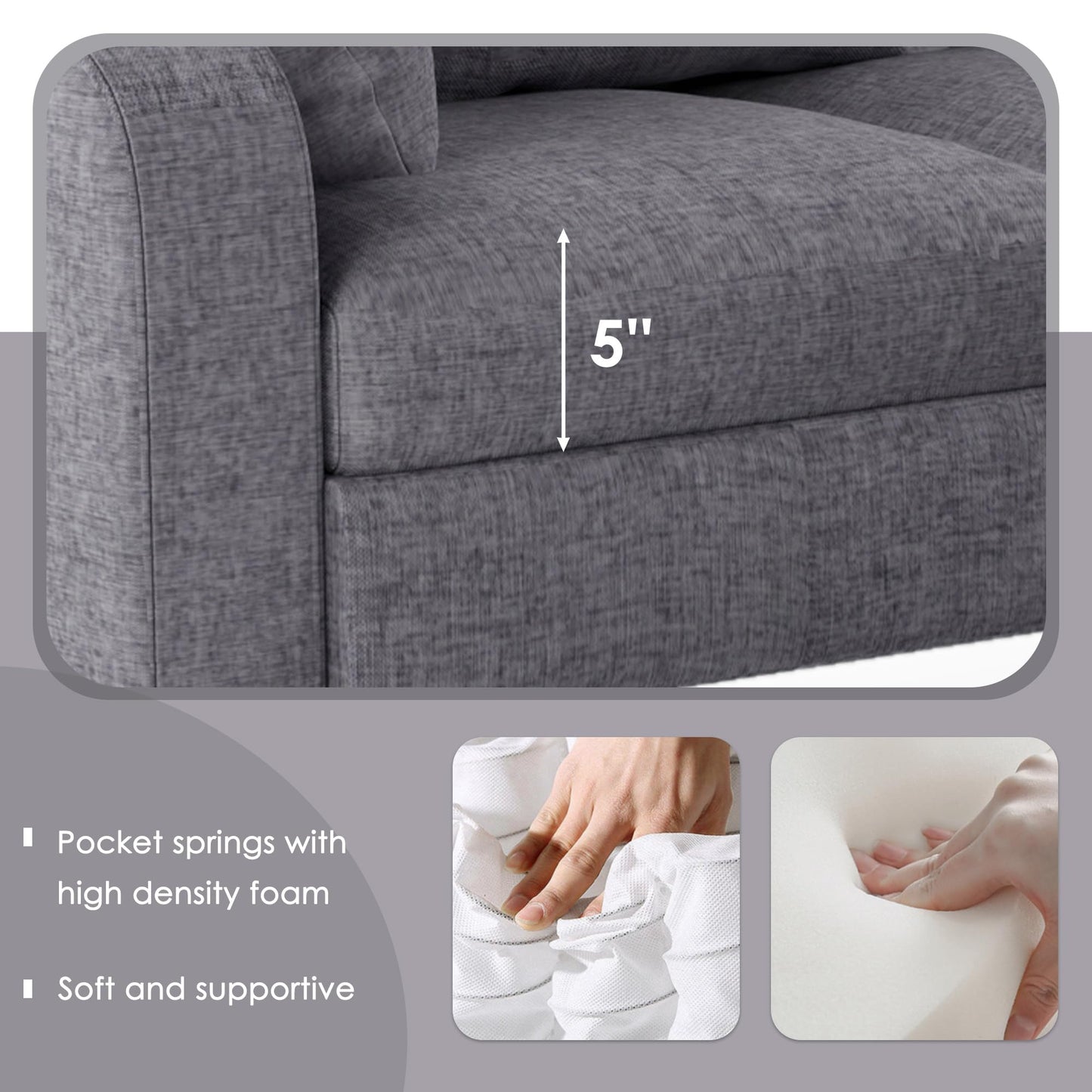 Upholstered Sectional Sofa with Console, 2 Cup Holders and 2 USB Ports & Wirelessly Charged EK HOME FURNITURE