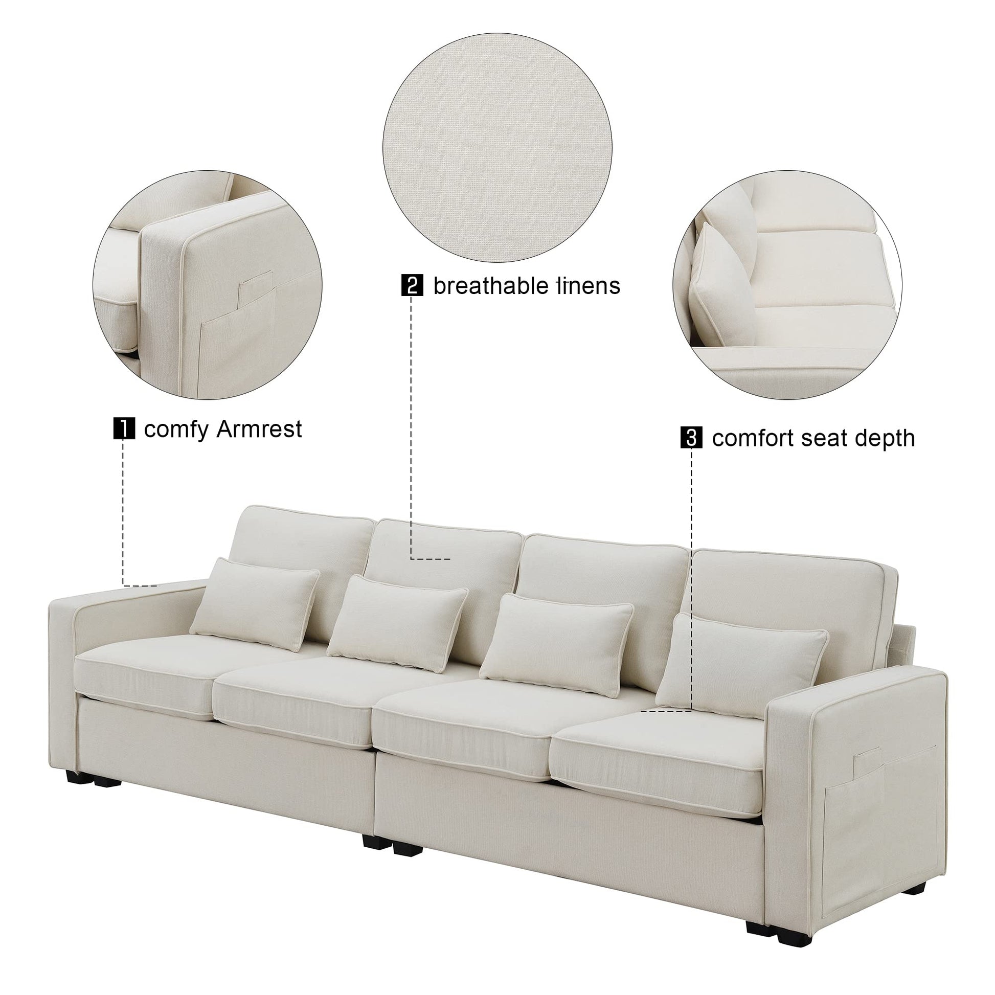 Upholstered Sectional Sofa with Console, 2 Cup Holders and 2 USB Ports & Wirelessly Charged EK HOME FURNITURE