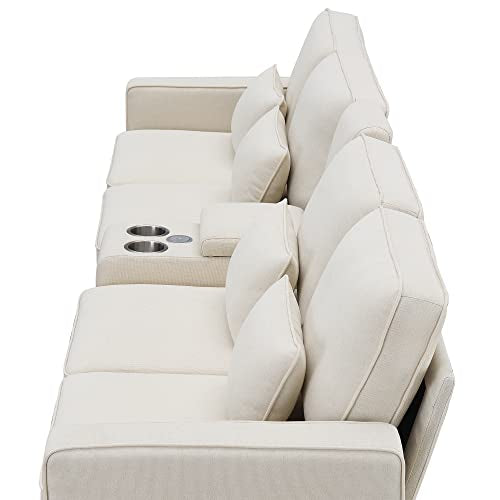 Upholstered Sectional Sofa with Console, 2 Cup Holders and 2 USB Ports & Wirelessly Charged EK HOME FURNITURE