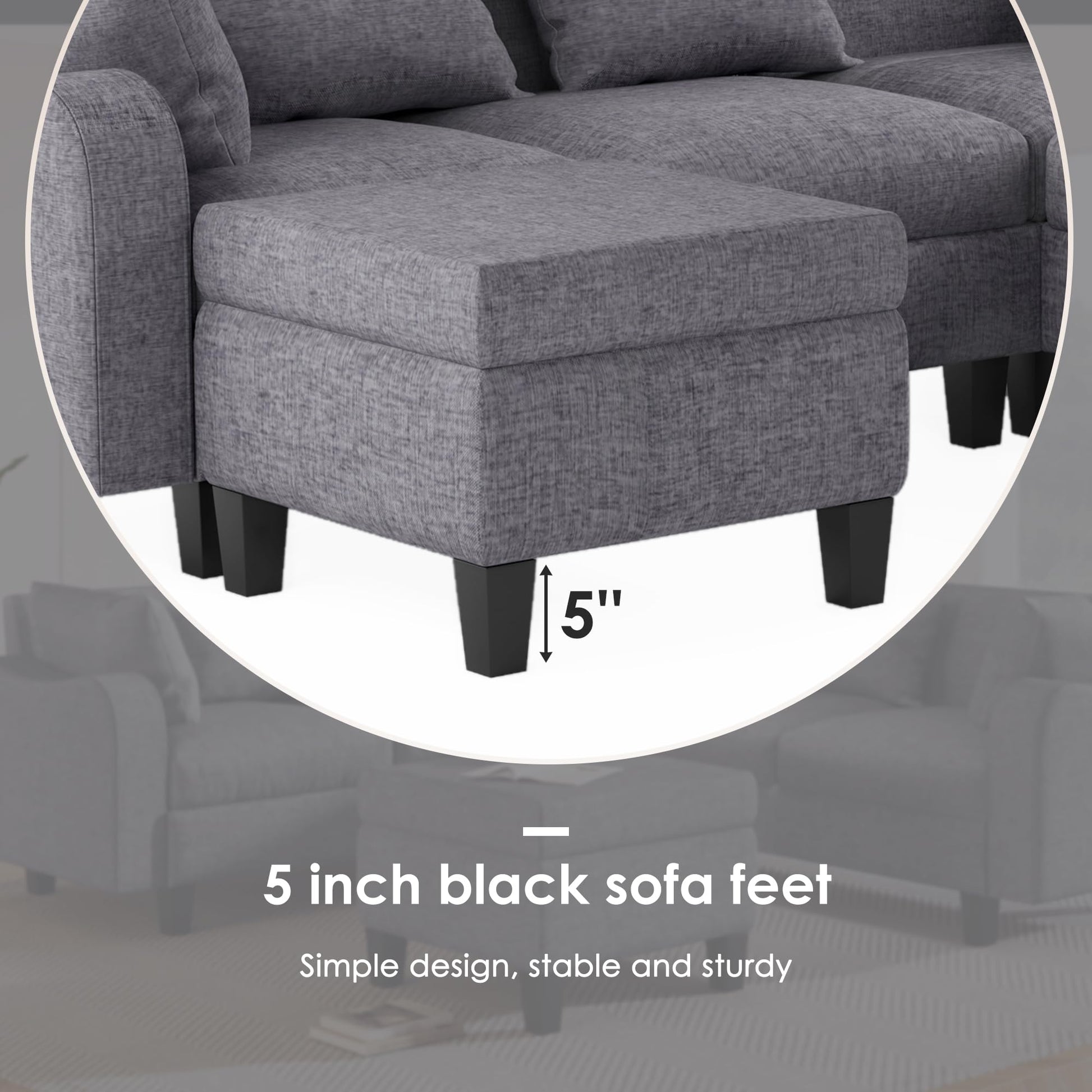 Upholstered Sectional Sofa with Console, 2 Cup Holders and 2 USB Ports & Wirelessly Charged EK HOME FURNITURE